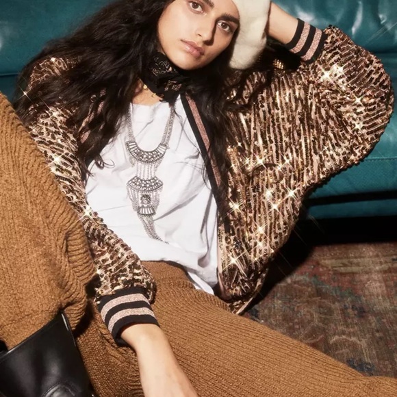 NWT Free People Riviera Sequin Dolman Jacket - Picture 7 of 11